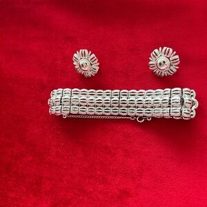 Vintage Silver Floral Costume Jewelry Set